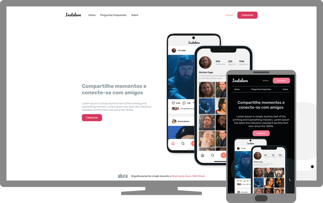 Image showing the Instalura's desktop and mobile Home pages